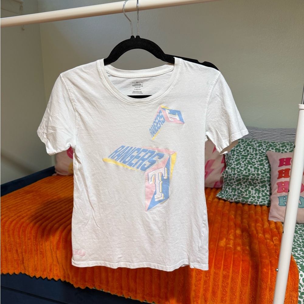 White Texas Rangers T-Shirt with Colorful Design